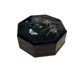 Vintage 1970's Black Lacquer Trinket Box